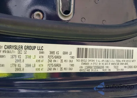 2013 Ram 1500 Express z USA, uszkodzony, nr VIN 1C6RR6KT3DS566209